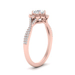Load image into Gallery viewer, Lab Round Cut Diamond Halo Twisted Engagement Rings 14K Rose Gold
