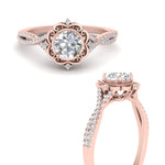 Load image into Gallery viewer, Lab Round Cut Diamond Halo Twisted Engagement Rings 14K Rose Gold
