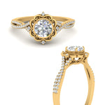 Load image into Gallery viewer, Lab Round Cut Diamond Halo Twisted Engagement Rings 14K Yellow Gold
