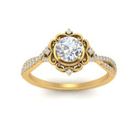 Load image into Gallery viewer, Lab Round Cut Diamond Halo Twisted Engagement Rings 14K Yellow Gold
