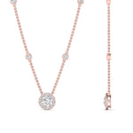 Load image into Gallery viewer, Lab Diamond Round Halo With Bezel Station Necklace
