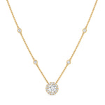 Load image into Gallery viewer, 0.45 Ctw Round Cut Lab Diamond Halo With Bezel Station Pendant Necklace For Women 14K Gold
