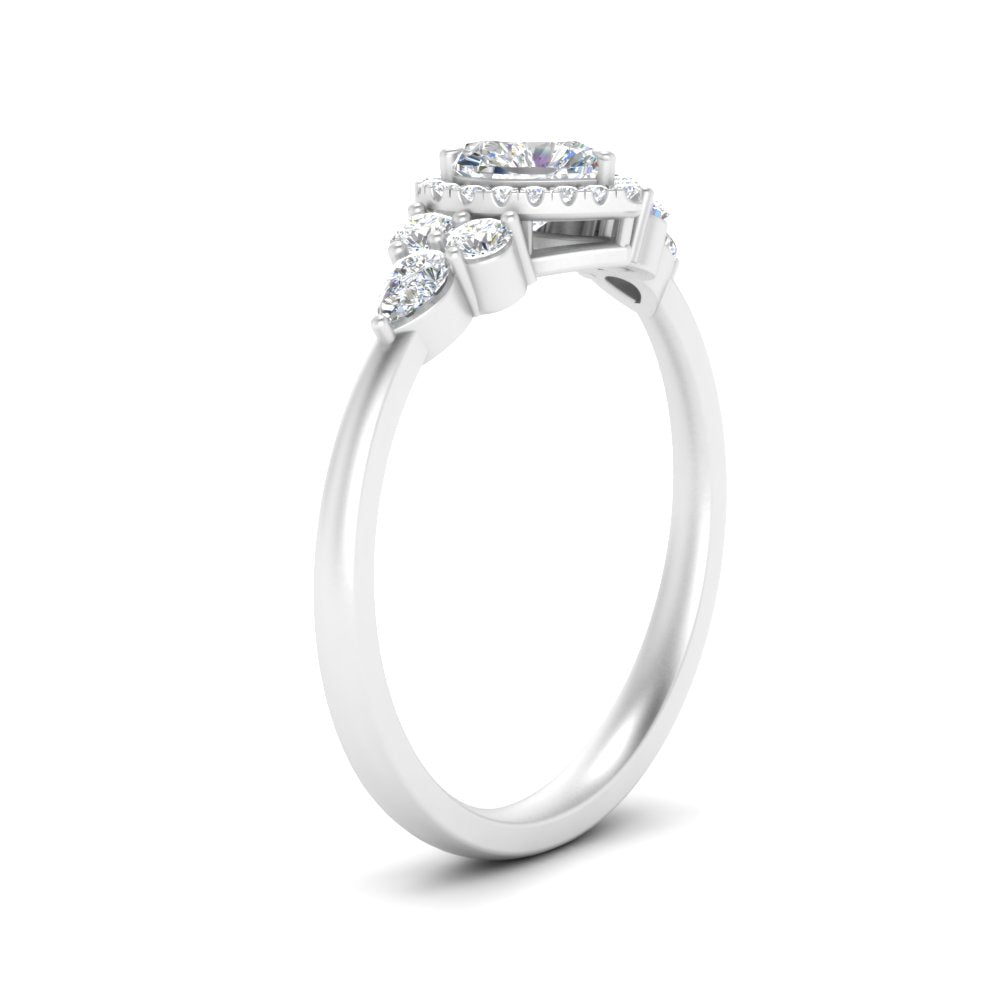 Lab Heart Cut diamond Halo Engagement Rings 14K White Gold