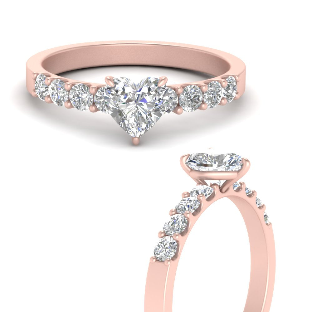 Lab Diamond Side Stone Engagement Ring 14K Gold