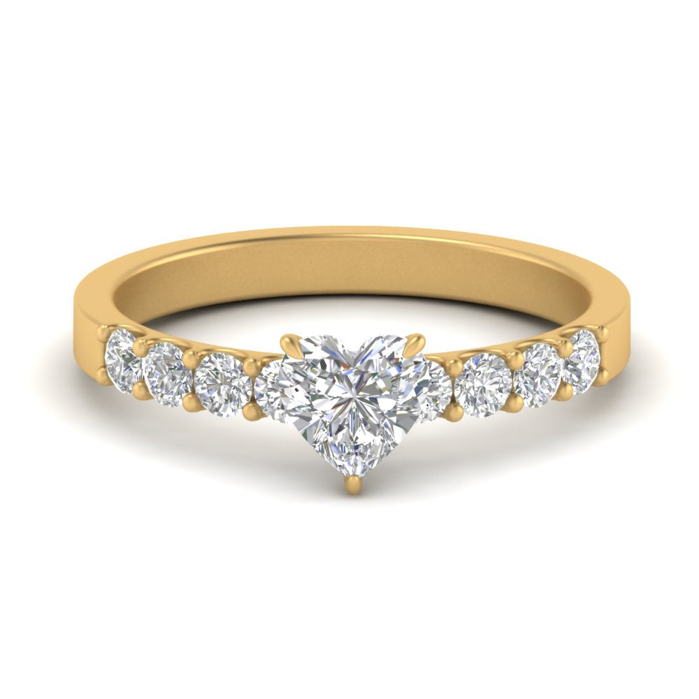 Lab Diamond Side Stone Engagement Ring 14K Gold