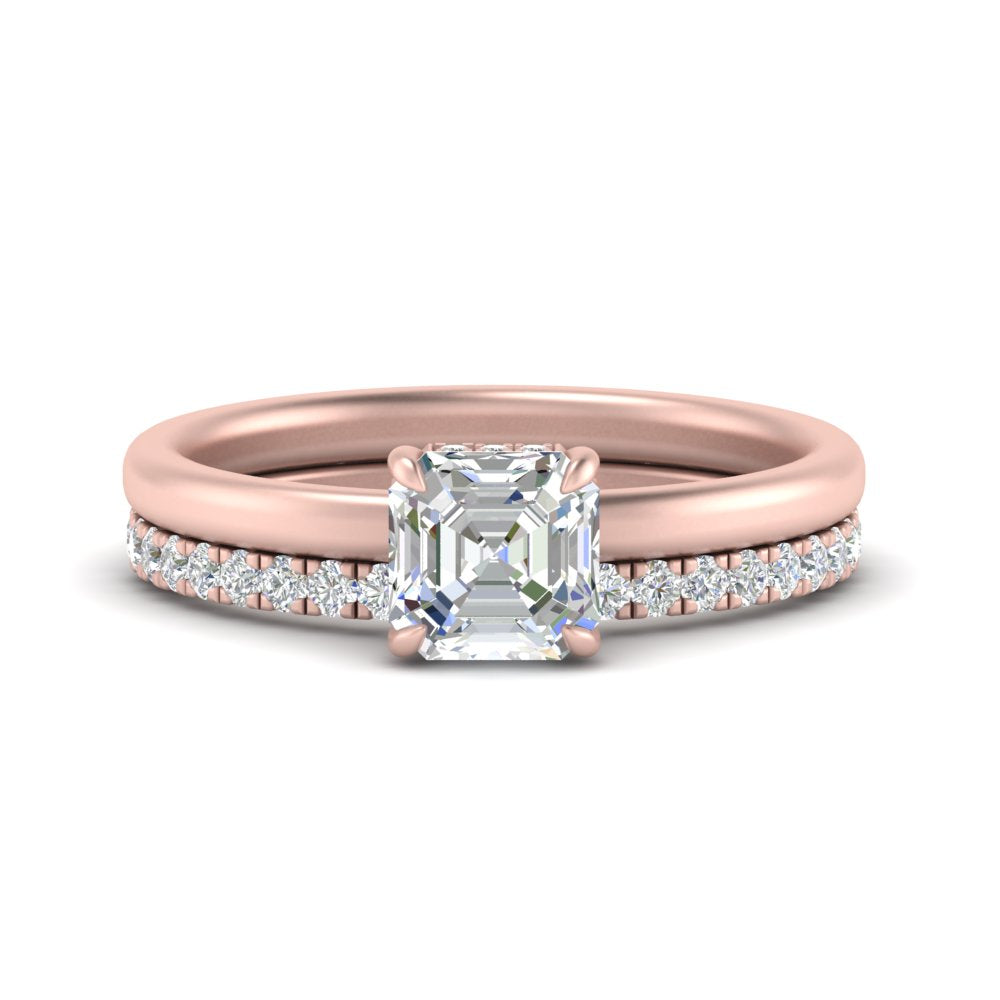 0.50 To 5 Carat Eternity Wedding Band Hidden Halo  Lab Diamond Ring With 14K Gold
