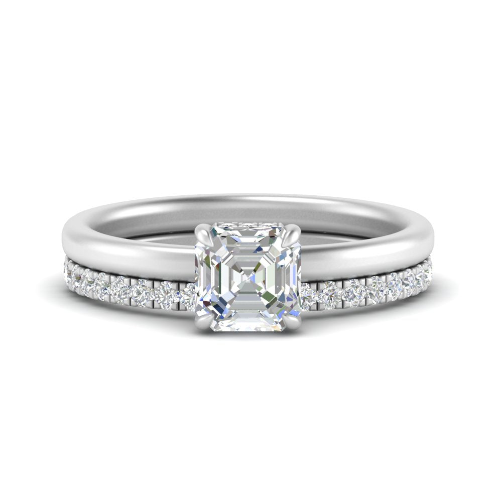 0.50 To 5 Carat Eternity Wedding Band Hidden Halo  Lab Diamond Ring With 14K Gold