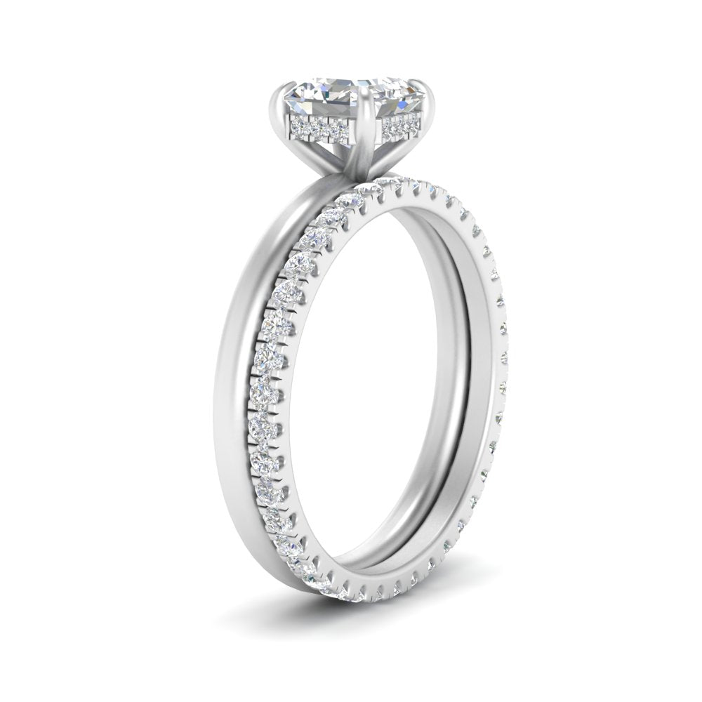 0.50 To 5 Carat Eternity Wedding Band Hidden Halo  Lab Diamond Ring With 14K Gold