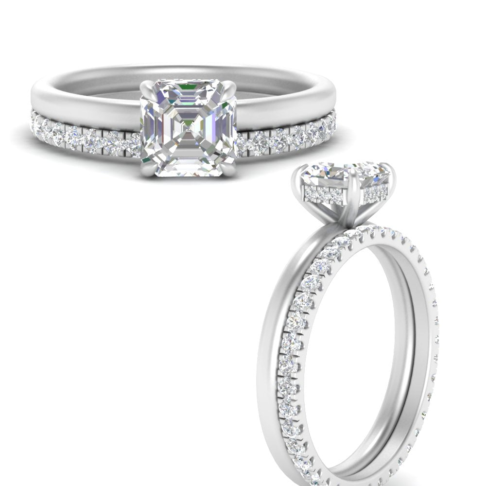 0.50 To 5 Carat Eternity Wedding Band Hidden Halo  Lab Diamond Ring With 14K Gold