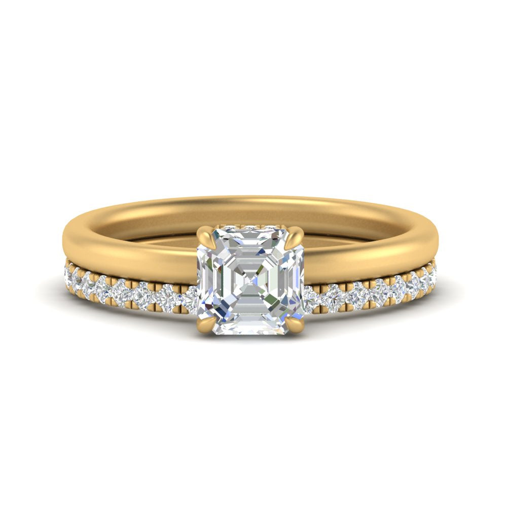 0.50 To 5 Carat Eternity Wedding Band Hidden Halo  Lab Diamond Ring With 14K Gold