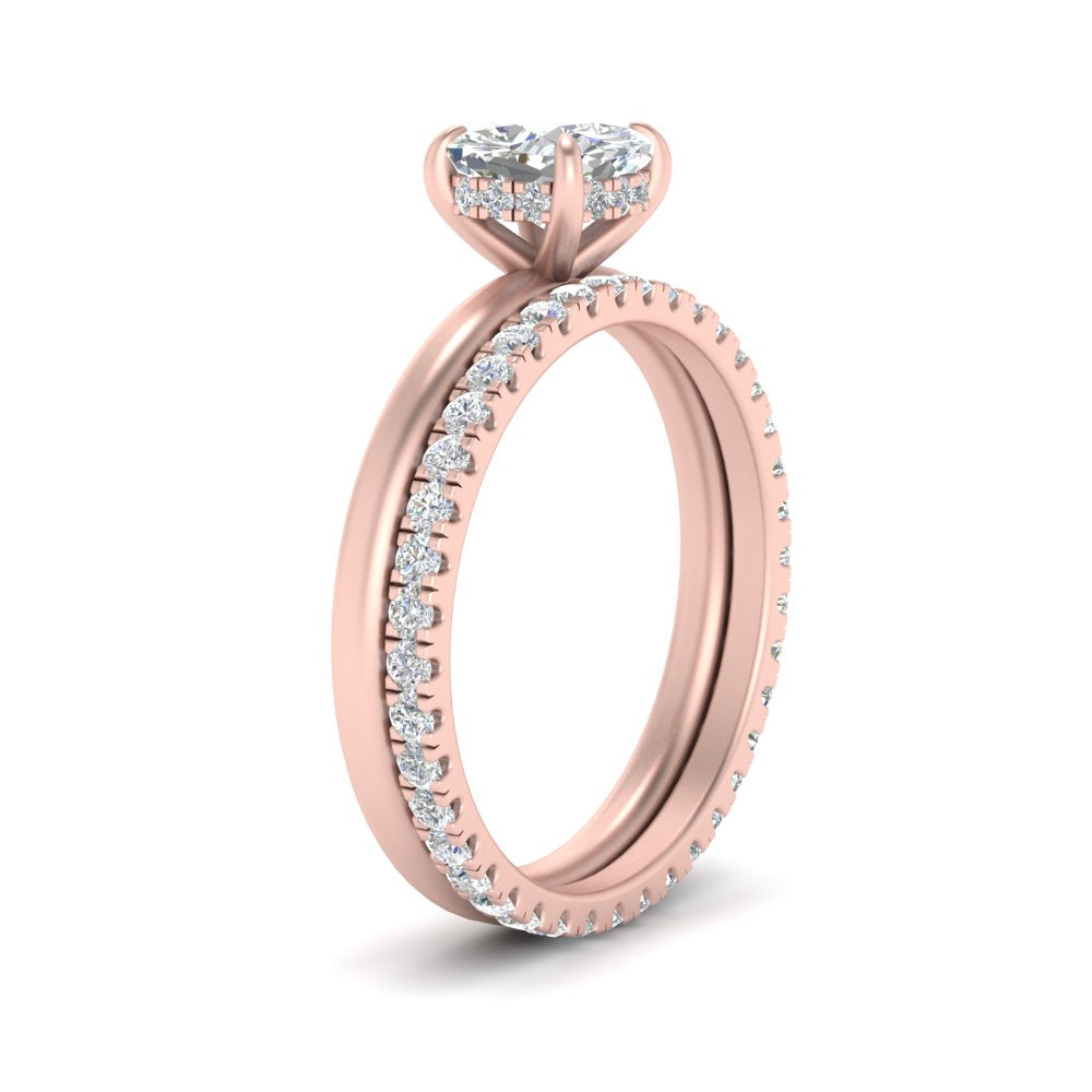 0.50 To 5 Carat Eternity Wedding Band Hidden Halo  Lab Diamond Ring With 14K Gold