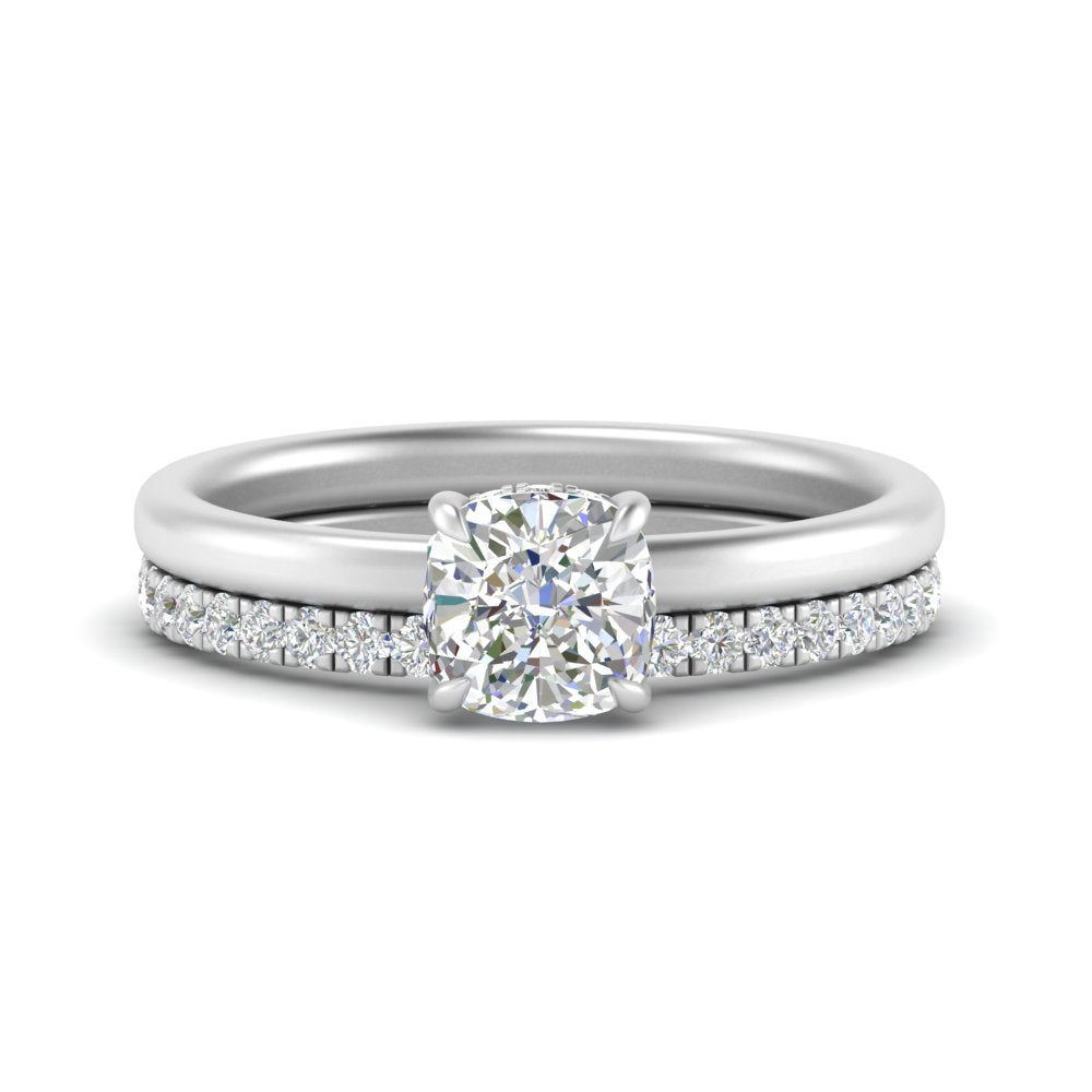 0.50 To 5 Carat Eternity Wedding Band Hidden Halo  Lab Diamond Ring With 14K Gold