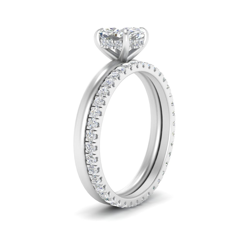 0.50 To 5 Carat Eternity Wedding Band Hidden Halo  Lab Diamond Ring With 14K Gold