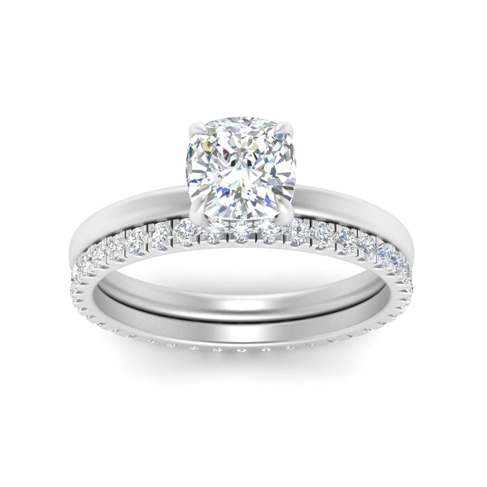 0.50 To 5 Carat Eternity Wedding Band Hidden Halo  Lab Diamond Ring With 14K Gold
