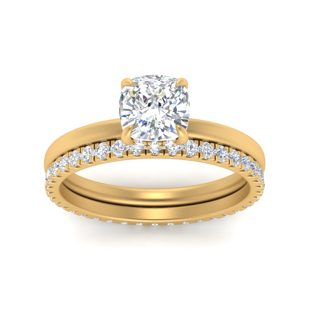 0.50 To 5 Carat Eternity Wedding Band Hidden Halo  Lab Diamond Ring With 14K Gold