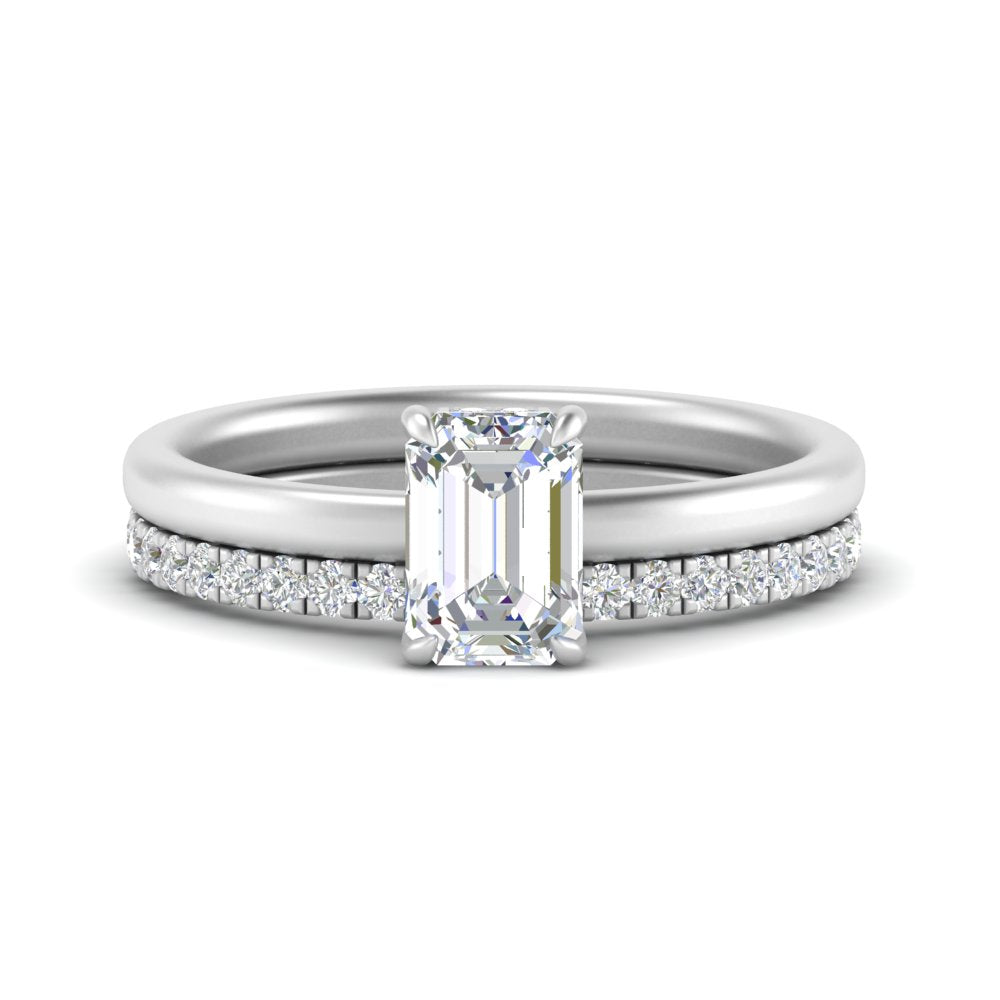 IGI certified 0.50 To 5 Carat Lab Diamond Hidden Halo Ring With Half Eternity Band 14K Gold