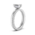 Load image into Gallery viewer, 0.50 To 5 Carat Lab Diamond Hidden Halo Ring With Eternity Wedding Band 14K Gold
