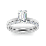 Load image into Gallery viewer, 0.50 To 5 Carat Lab Diamond Hidden Halo Ring With Eternity Wedding Band 14K Gold
