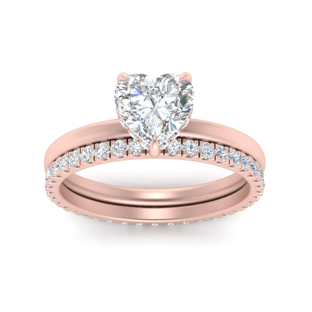 0.50 To 5 Carat Eternity Wedding Band Hidden Halo  Lab Diamond Ring With 14K Gold