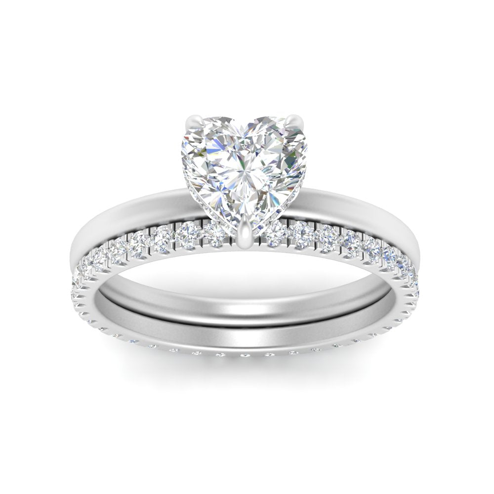 0.50 To 5 Carat Eternity Wedding Band Hidden Halo  Lab Diamond Ring With 14K Gold