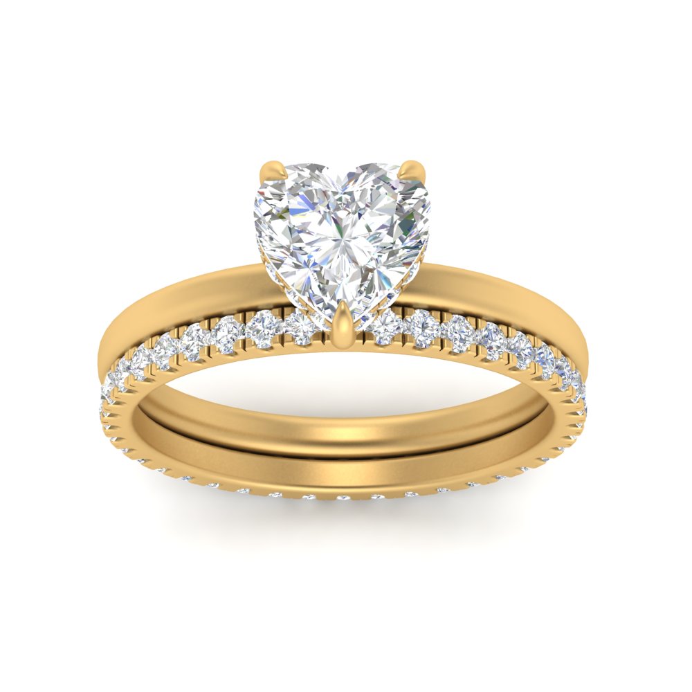 0.50 To 5 Carat Eternity Wedding Band Hidden Halo  Lab Diamond Ring With 14K Gold