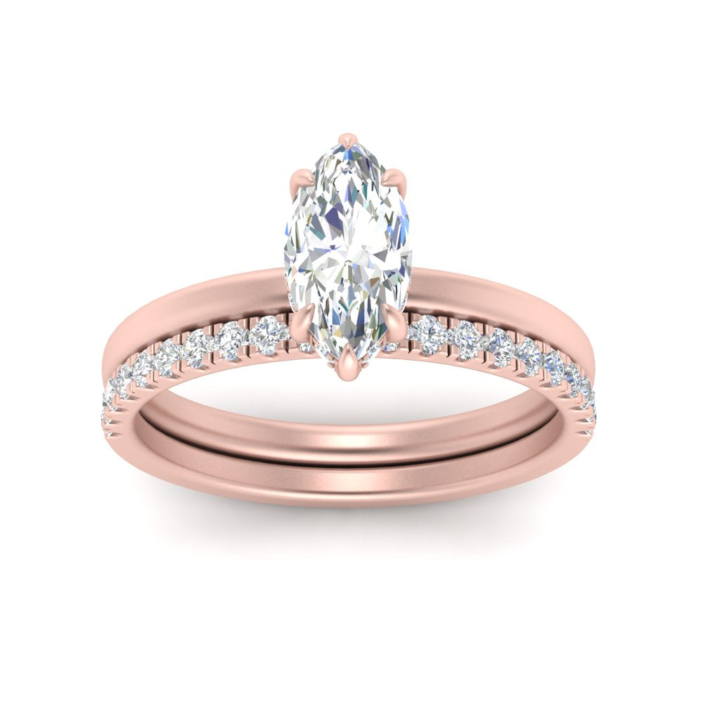 IGI certified 0.50 To 5 Carat Lab Diamond Hidden Halo Ring With Half Eternity Band 14K Gold