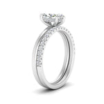 Load image into Gallery viewer, IGI certified 0.50 To 5 Carat Lab Diamond Hidden Halo Ring With Half Eternity Band 14K Gold
