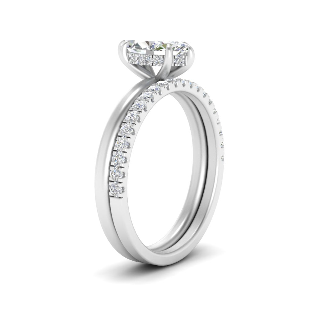 IGI certified 0.50 To 5 Carat Lab Diamond Hidden Halo Ring With Half Eternity Band 14K Gold