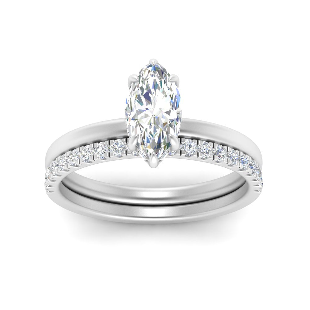 IGI certified 0.50 To 5 Carat Lab Diamond Hidden Halo Ring With Half Eternity Band 14K Gold