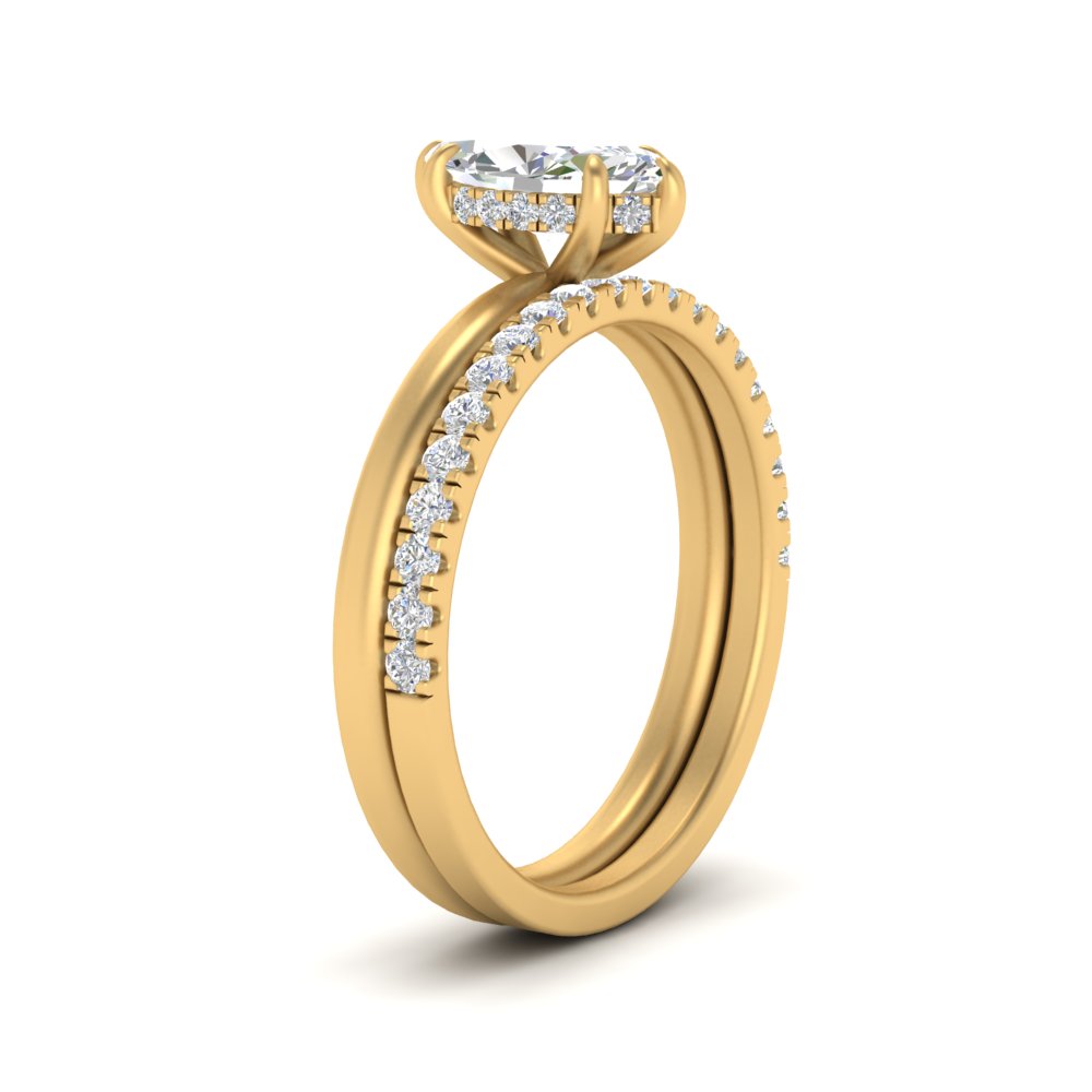 IGI certified 0.50 To 5 Carat Lab Diamond Hidden Halo Ring With Half Eternity Band 14K Gold