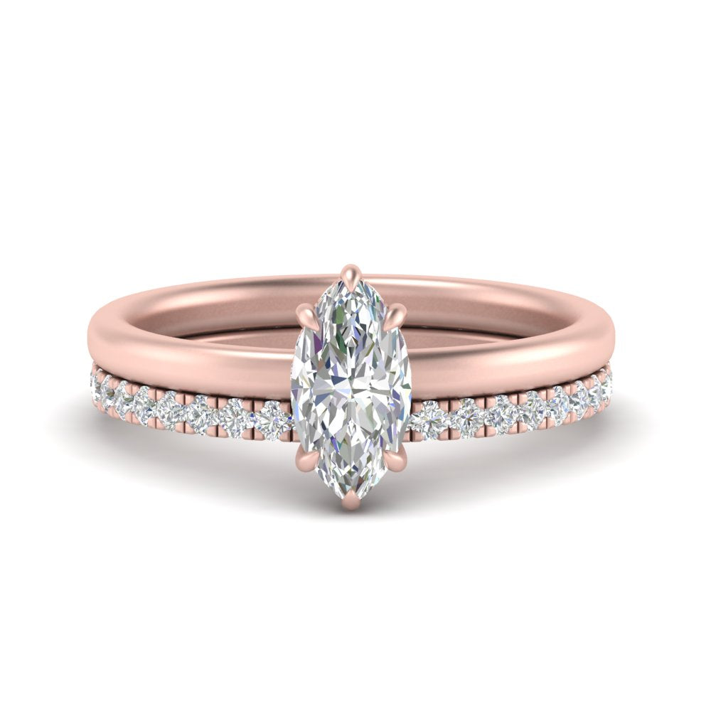 0.50 To 5 Carat Lab Diamond Hidden Halo Ring With Eternity Wedding Band 14K Gold