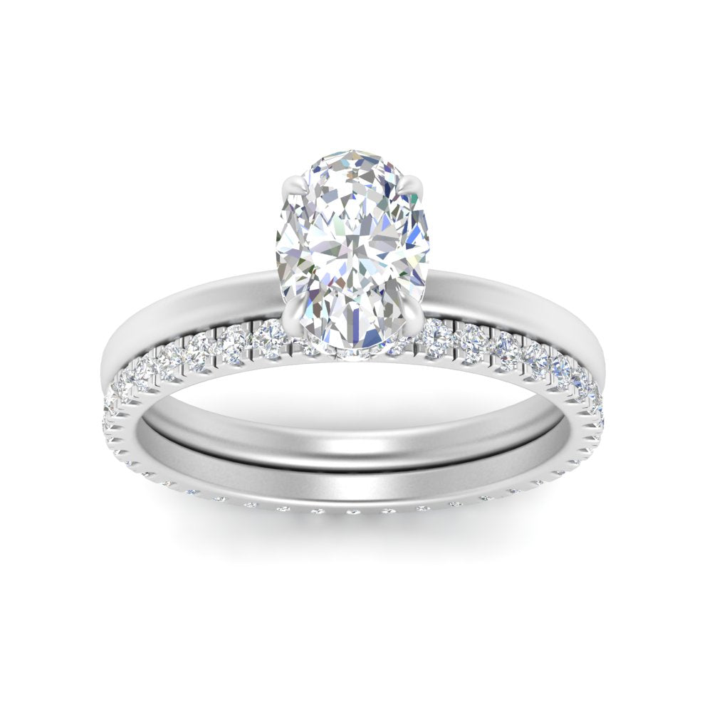 1/2 To 5 Carat Hidden Halo Ring Eternity Lab Diamond Wedding Band 14K Gold