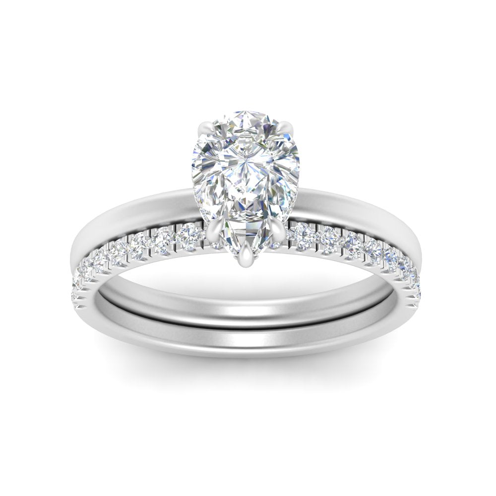 IGI certified 0.50 To 5 Carat Lab Diamond Hidden Halo Ring With Half Eternity Band 14K Gold
