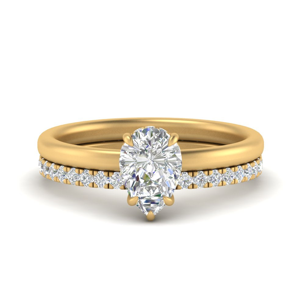 IGI certified 0.50 To 5 Carat Lab Diamond Hidden Halo Ring With Half Eternity Band 14K Gold