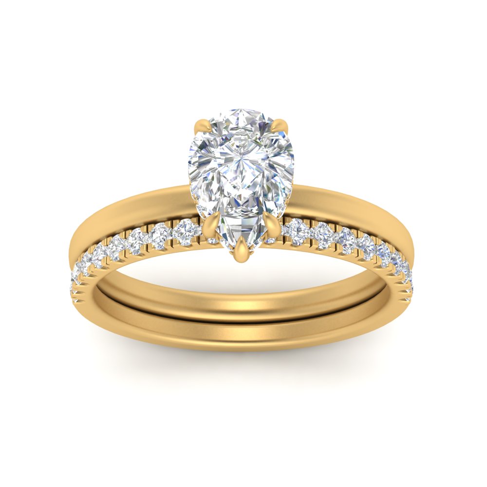 IGI certified 0.50 To 5 Carat Lab Diamond Hidden Halo Ring With Half Eternity Band 14K Gold