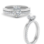 Load image into Gallery viewer, 0.50 To 5 Carat Lab Diamond Hidden Halo Ring With Eternity Wedding Band 14K Gold
