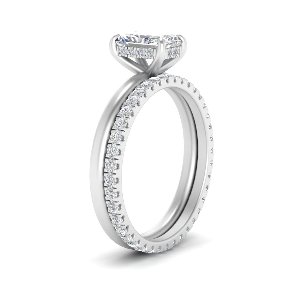 1/2 To 5 Carat Hidden Halo Ring Eternity Lab Diamond Wedding Band 14K Gold