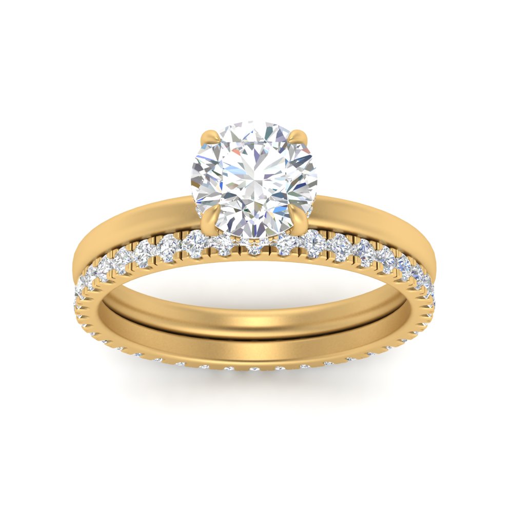 1/2 To 5 Carat Hidden Halo Ring Eternity Lab Diamond Wedding Band 14K Gold