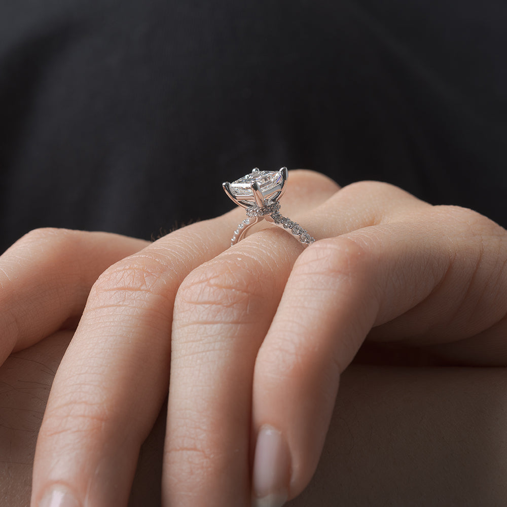 Lab diamond Petite Halo Engagement Rings 14K Gold