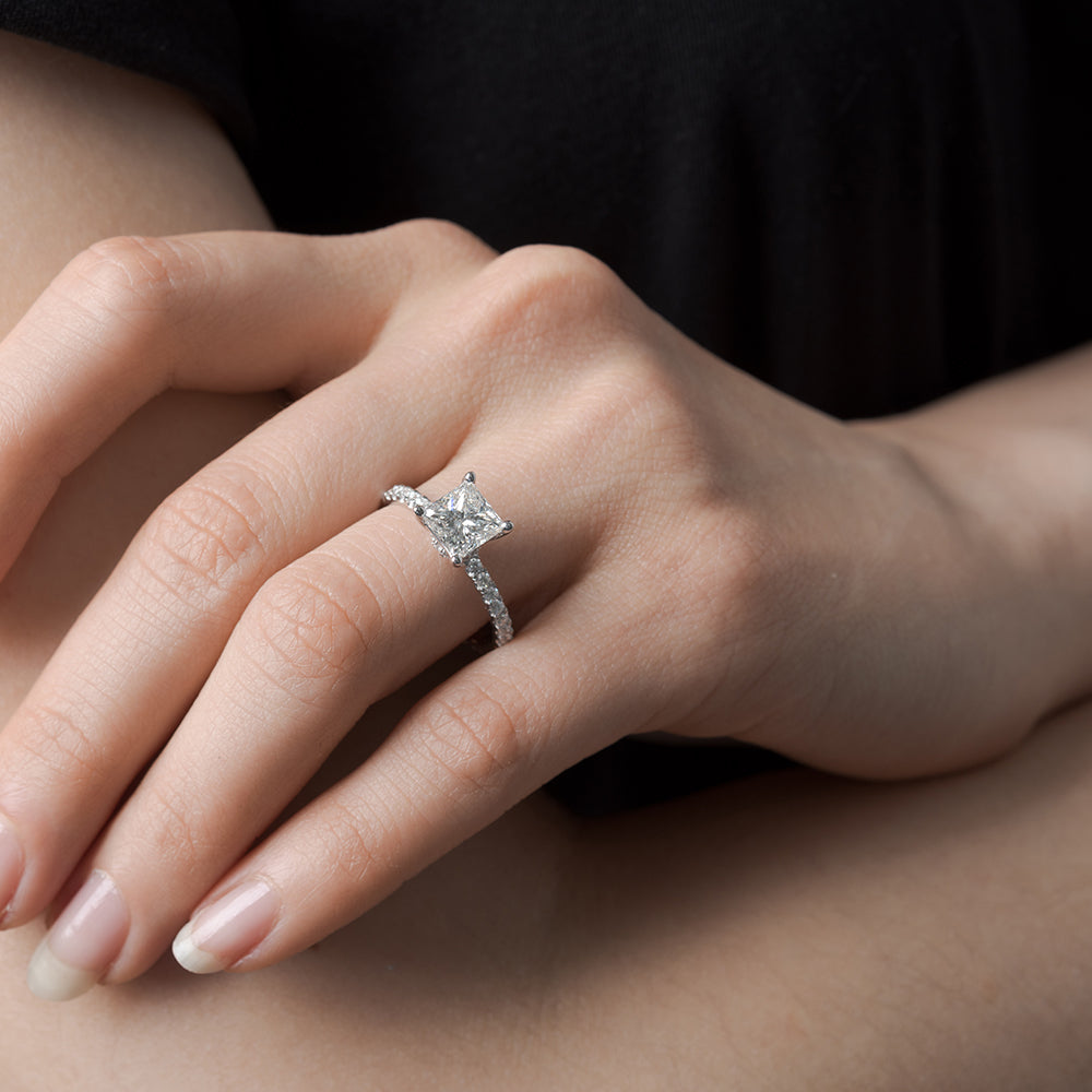 Lab diamond Petite Halo Engagement Rings 14K Gold