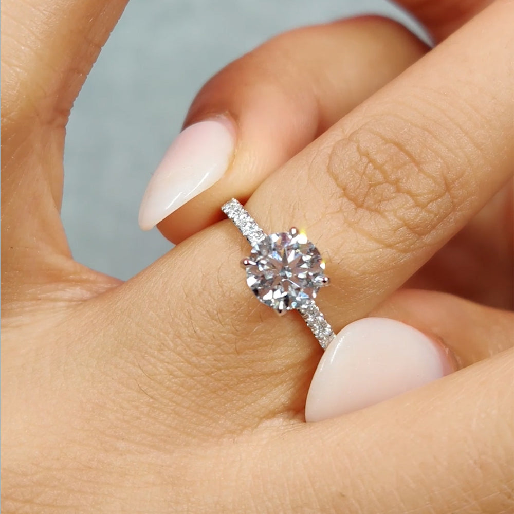 Lab diamond Petite Halo Engagement Rings 14K Gold