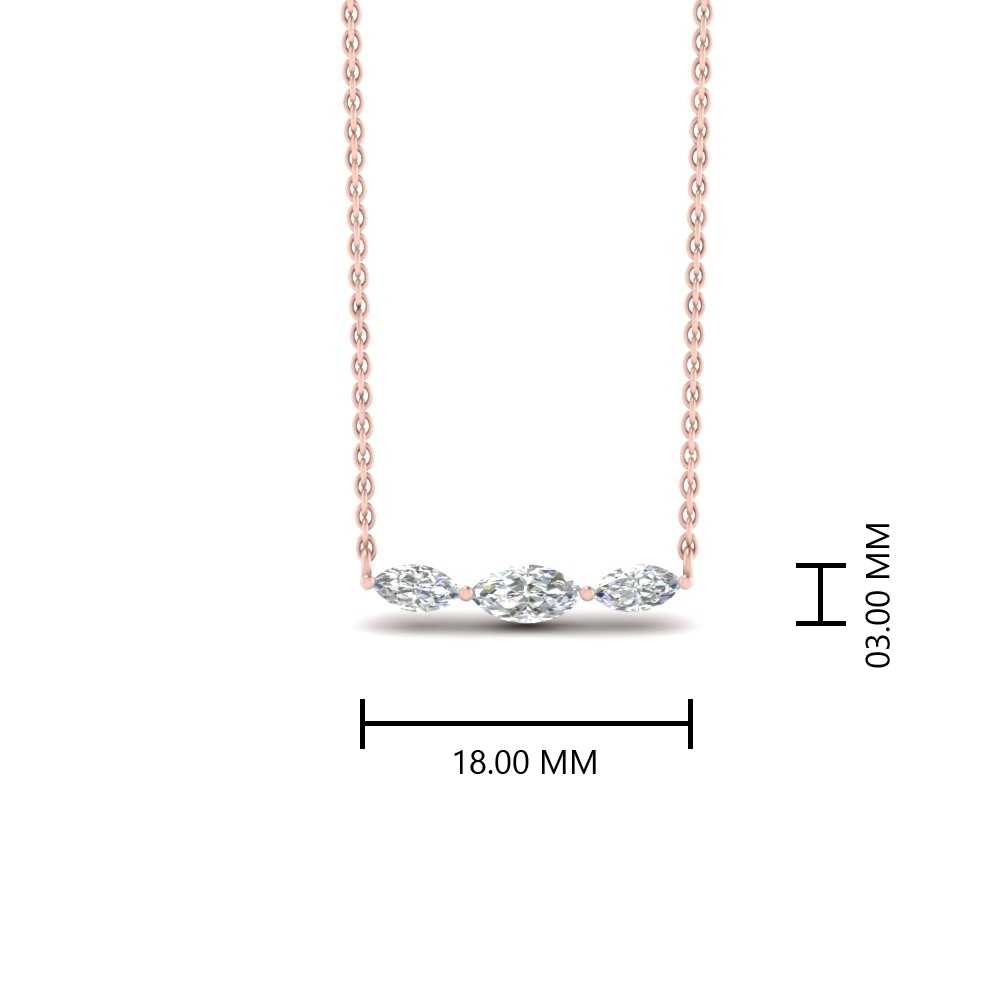 35 Ctw Marquise Cut Lab Diamond Stacking Horizontal Pendant Necklace For Women 14K Gold