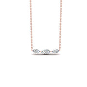 35 Ctw Marquise Cut Lab Diamond Stacking Horizontal Pendant Necklace For Women 14K Gold