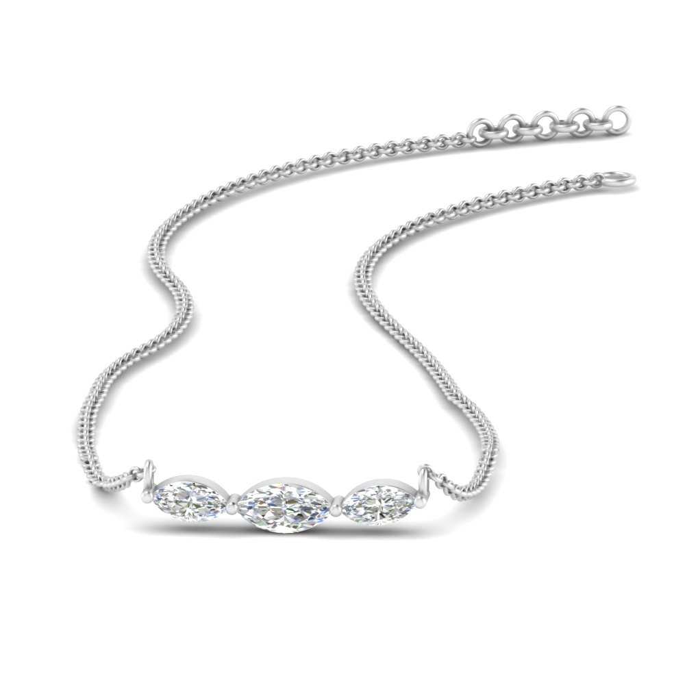 Horizontal Marquise Cut Lab Diamond Stacking Necklace