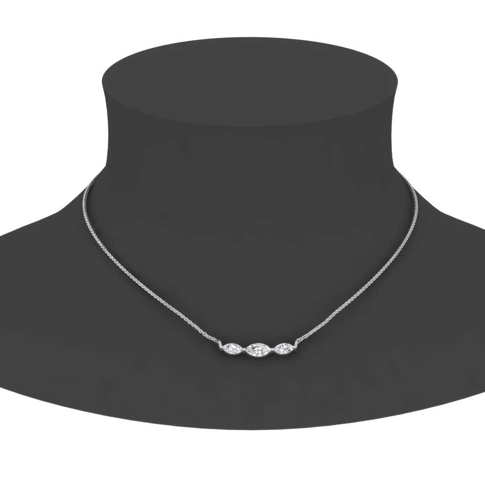 Horizontal Marquise Cut Lab Diamond Stacking Necklace