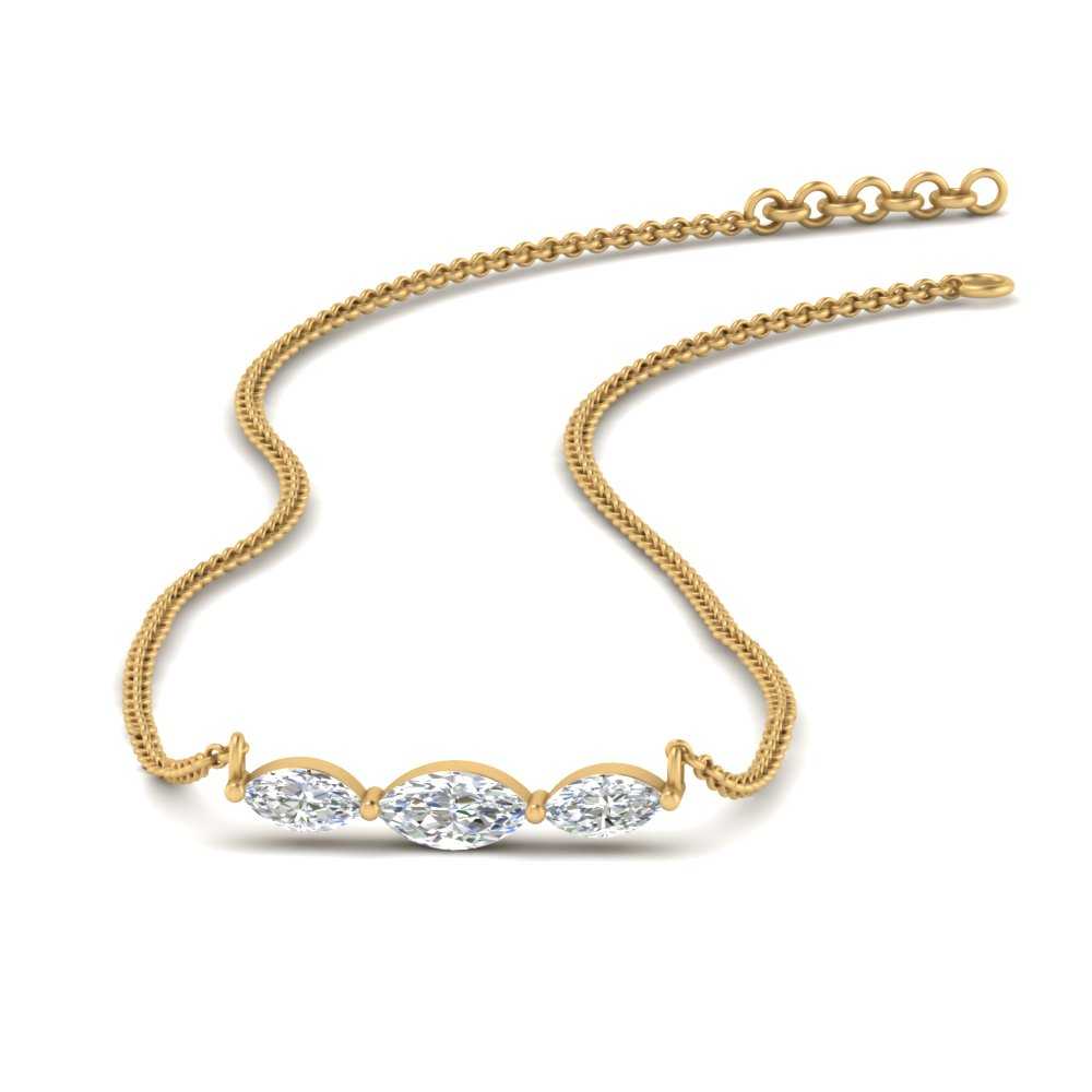 Horizontal Marquise Cut Lab Diamond Stacking Necklace