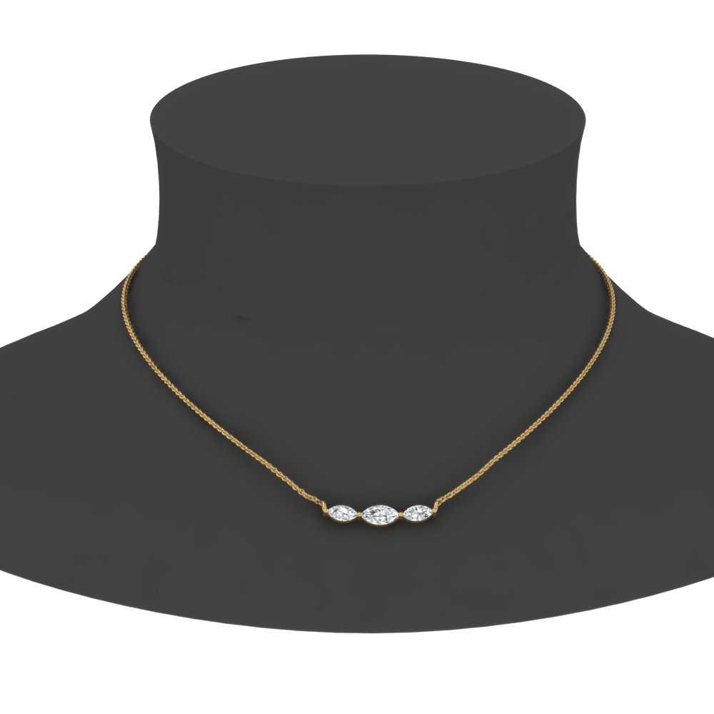 Horizontal Marquise Cut Lab Diamond Stacking Necklace