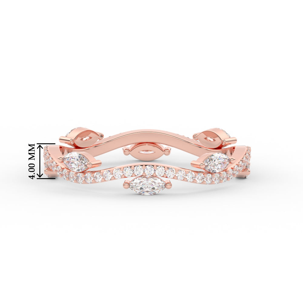 1.15 Ct Leaf on Vine Wedding Band with Marquise Diamond
