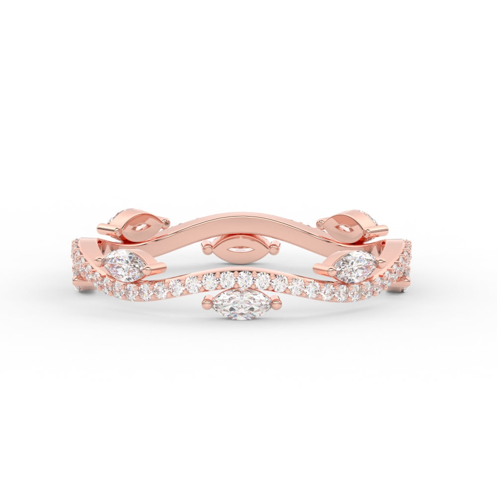 1.15 Ct Leaf on Vine Wedding Band with Marquise Diamond