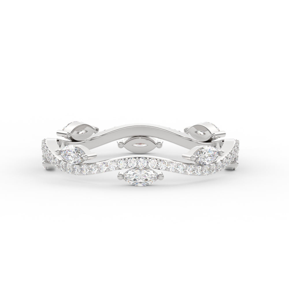 1.15 Ct Leaf on Vine Wedding Band with Marquise Diamond